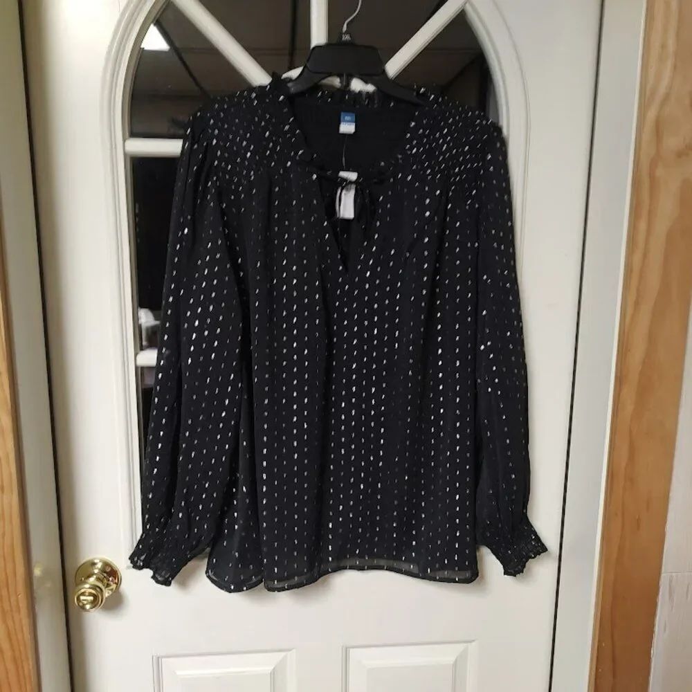 New Old Navy Black Silver Blouse Size Women's XXL